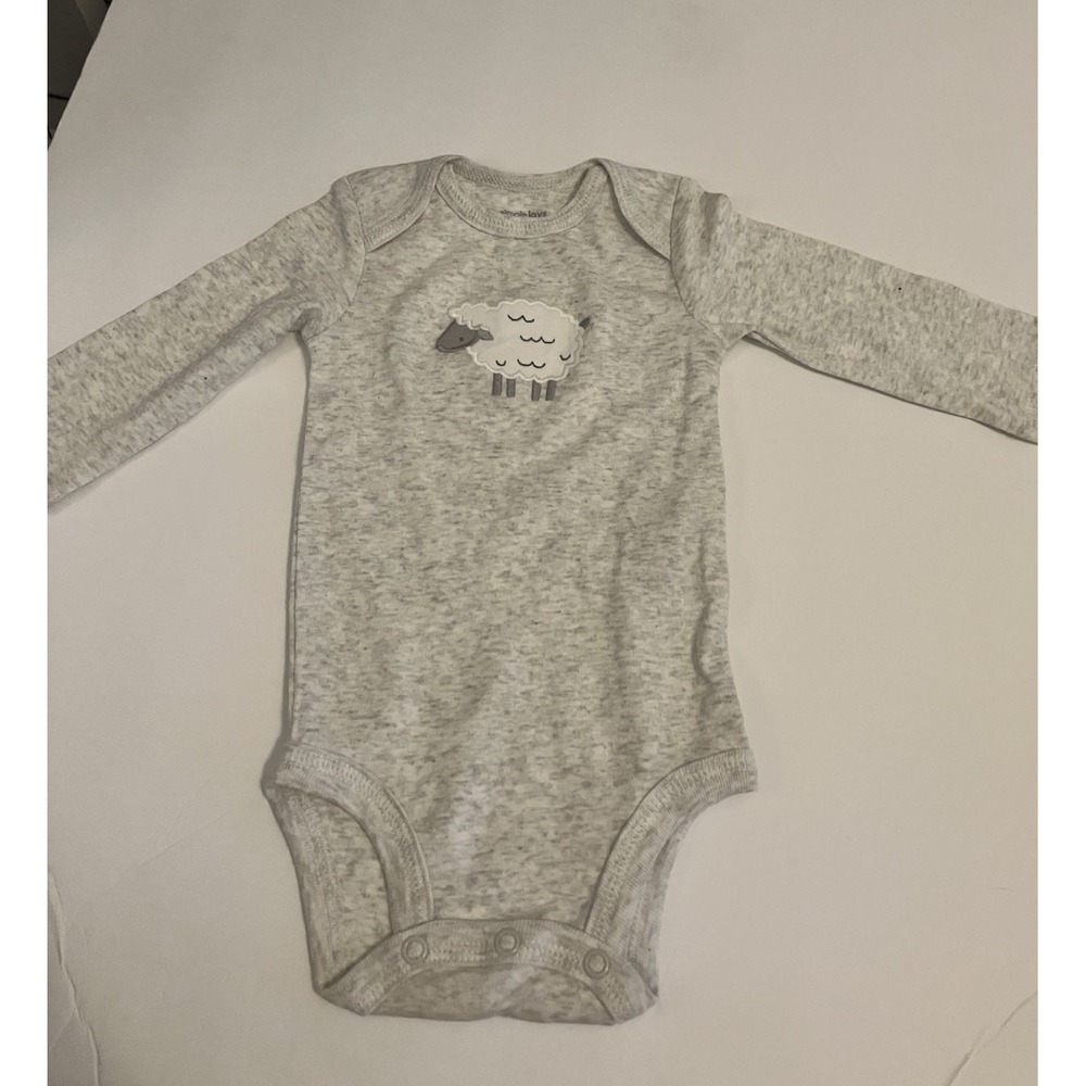 Simple Joys by Carter's Newborn 0-3 Light Gray Sheep Long Sleeve Bodysuit C174